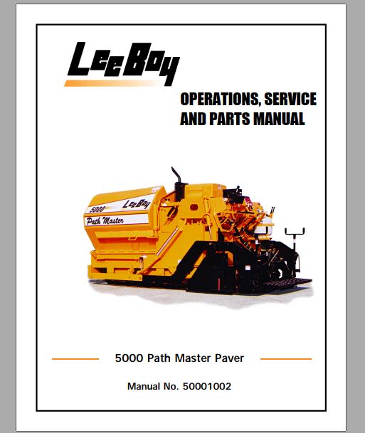 MANUAL DE SERVIÇOS E CATALOGO DE PEÇAS PDF PAVIMENTADORA 5000 - LEEBOY
