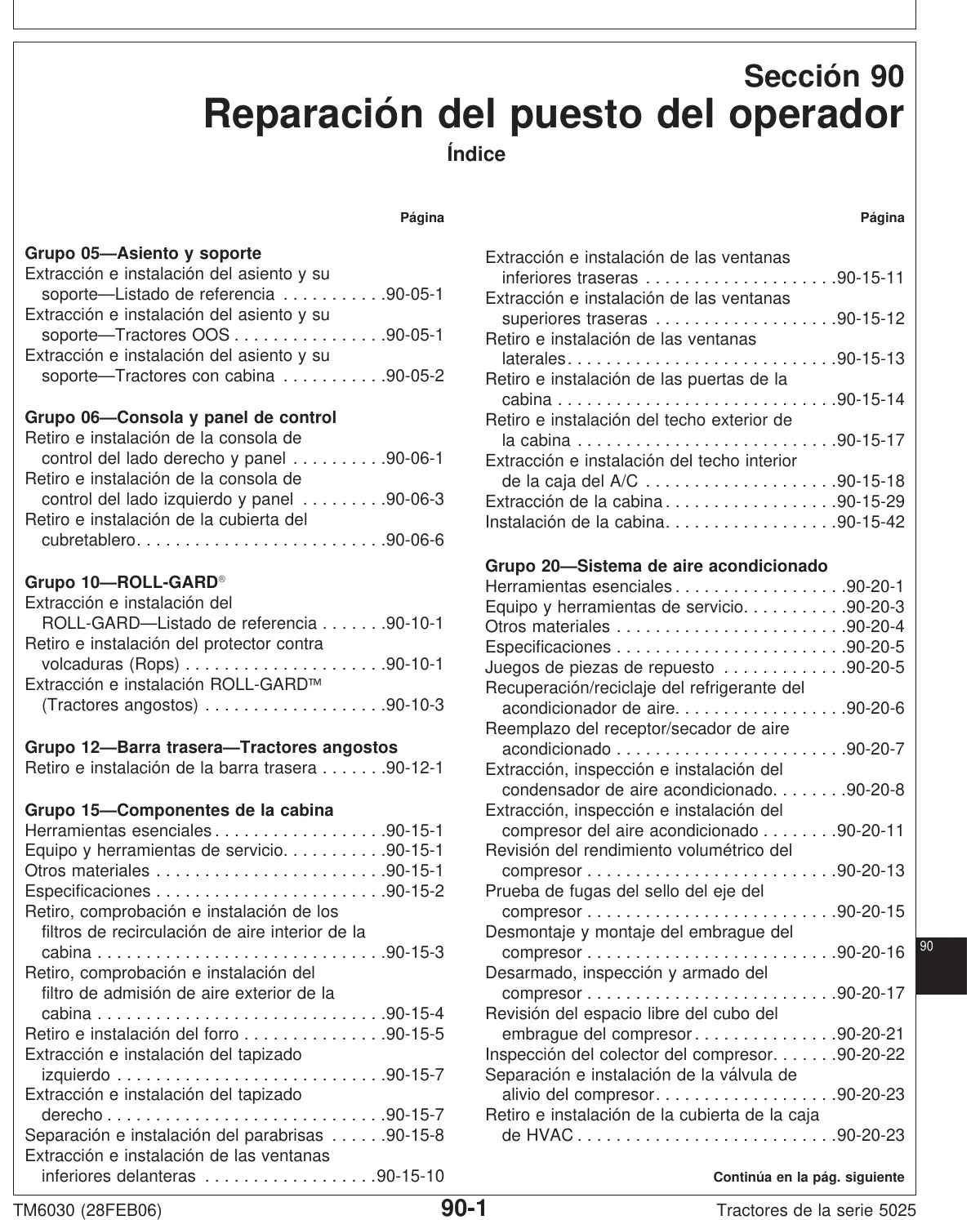 Manual de Serviço John Deere 5425 · 5625 · 5725 — figura de reparo (página interna do PDF)