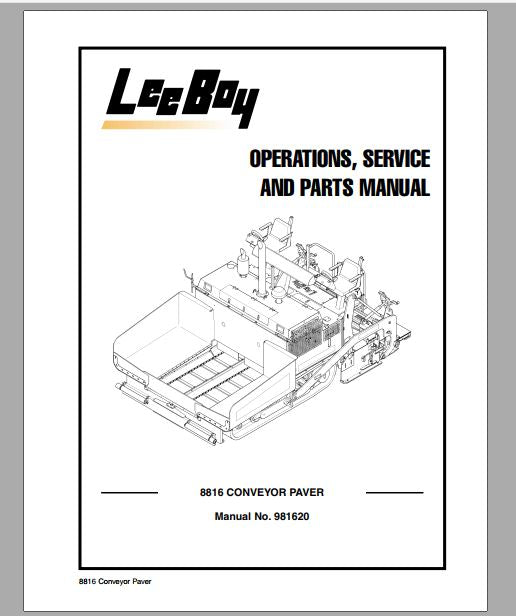 MANUAL DE SERVIÇOS E CATALOGO DE PEÇAS PDF PAVIMENTADORA 8816 - LEEBOY
