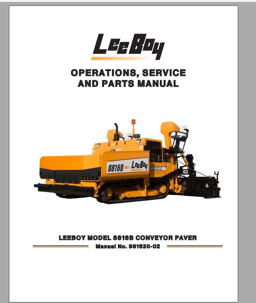 MANUAL DE SERVIÇOS E CATALOGO DE PEÇAS PDF PAVIMENTADORA 8816B - LEEBOY
