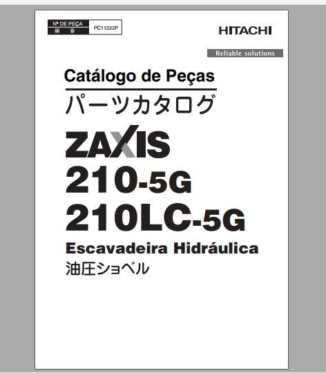 CATALOGO DE PEÇAS PDF ESCAVADEIRA ZAXIS 210-5G, 210LC-5G - HITACHI