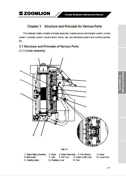 MANUAL DE MANUTENÇÃO PDF TRATOR ESTEIRA ZD220, ZD230 - ZOOMLION