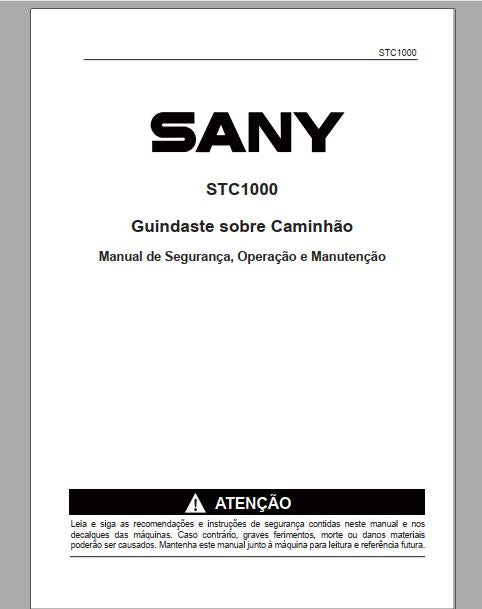 MANUAL DE OPERAÇÃO E MANUTENÇÃO PDF GUINDASTE STC1000 - SANY