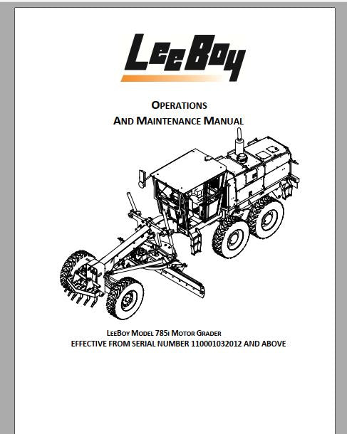 MANUAL DE OPERAÇÃO E MANUTENÇÃO PDF MOTONIVELADORA 785I - LEEBOY