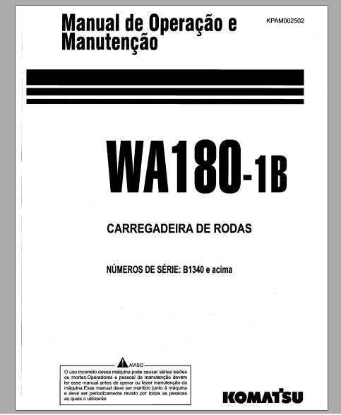 MANUAL DE OPERAÇÃO E MANUTENÇÃO PDF PÁ CARREGADEIRA WA180-1B - KOMATSU