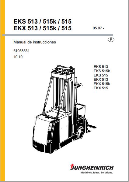 MANUAL DE OPERAÇÃO PDF EMPILHADEIRA EKS-EKX 513 - 515k - 515 - JUNGHEINRICH