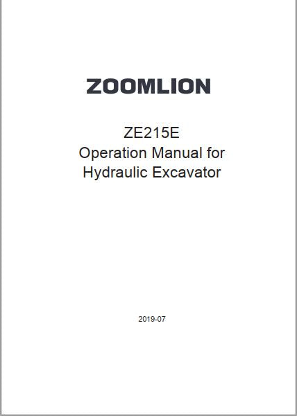 MANUAL DE OPERAÇÃO PDF ESCAVADEIRA HIDRÁULICA ZE215E - ZOOMLION