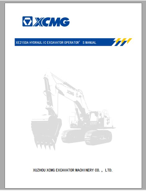 MANUAL DO OPERADOR PDF ESCAVADEIRA HIDRÁULICA XE215DA - XCMG