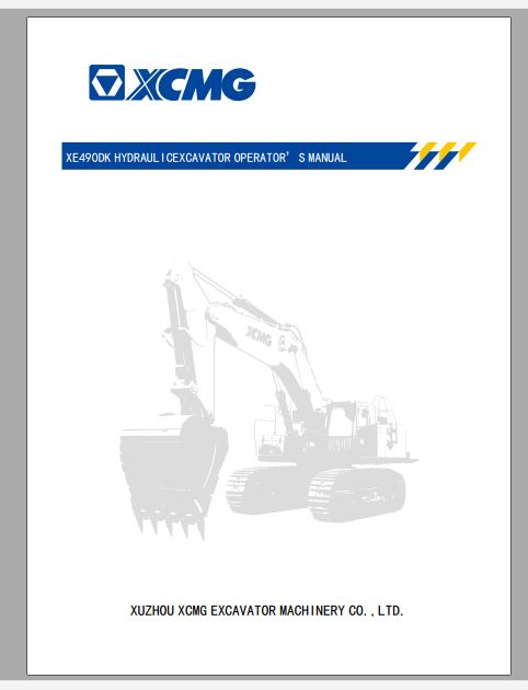MANUAL DO OPERADOR PDF ESCAVADEIRA HIDRÁULICA XE490DK - XCMG
