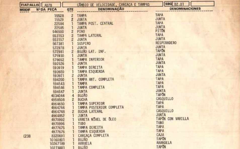 CATALOGO DE PEÇAS FIATALLIS AD7B - COMPLETO (EM PORTUGUES)
