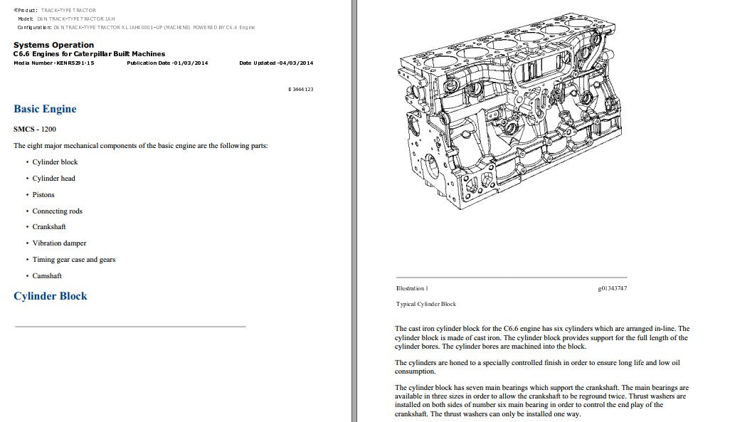 Manual de Serviço CATERPILLAR - D6N XL - Trator De Esteira (Inglês) PDF