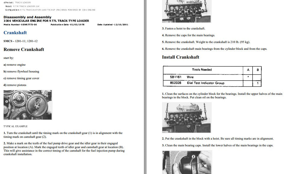 Manual de Serviço CATERPILLAR - 977L - Carregadeira De Esteira (Inglês) PDF