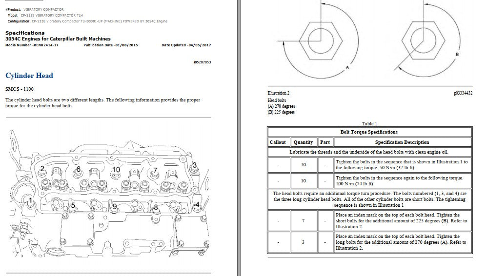 Manual de Serviço CATERPILLAR - CP-533E - Rolo Compactador Vibratório (Inglês) PDF