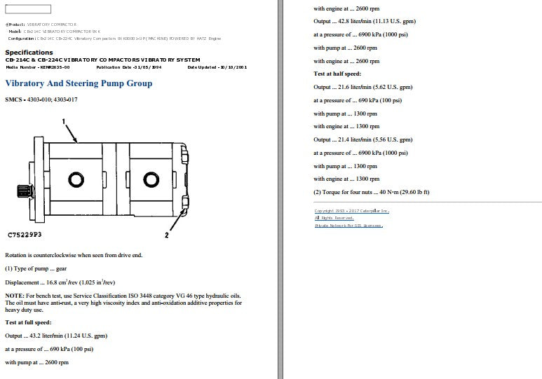 Manual de Serviço CATERPILLAR - CB-214C - Rolo Compactador Vibratório (Inglês) PDF