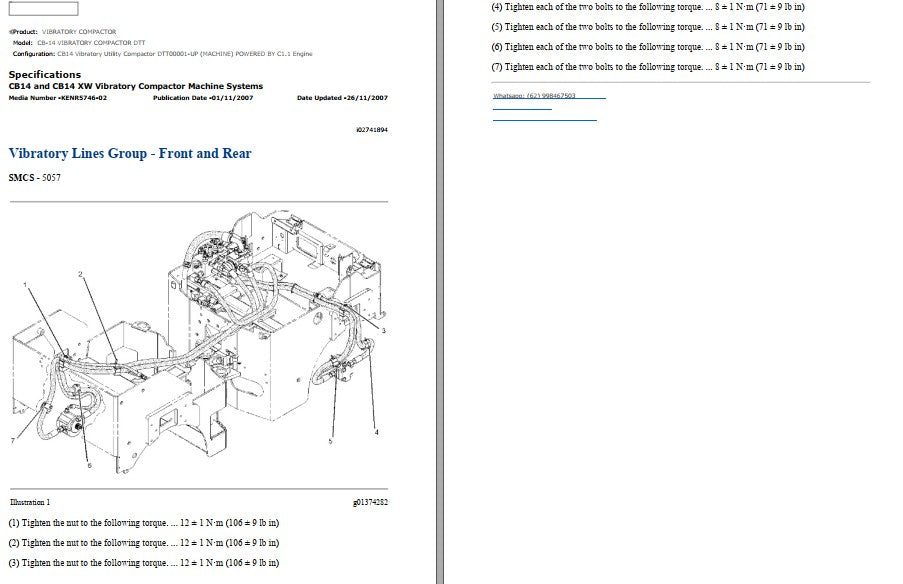 Manual de Serviço CATERPILLAR - CB-14 - Rolo Compactador Vibratório (Inglês) PDF