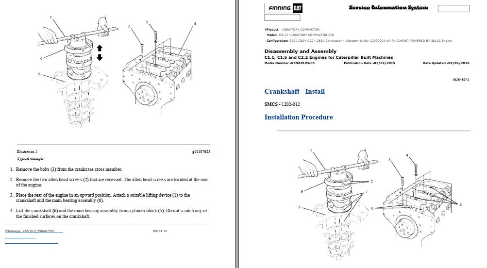 Manual de Serviço CATERPILLAR - CB-22 - Rolo Compactador Vibratório (Inglês) PDF