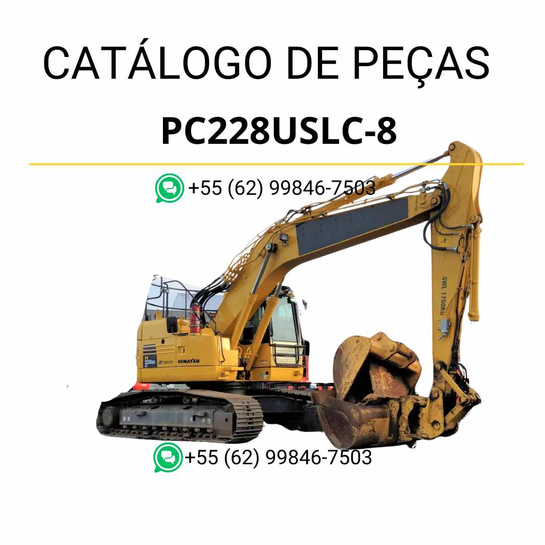 Catálogo de peças Komatsu PC228USLC-8 em PDF com identificação de componentes e ilustrações técnicas para manutenção da escavadeira.