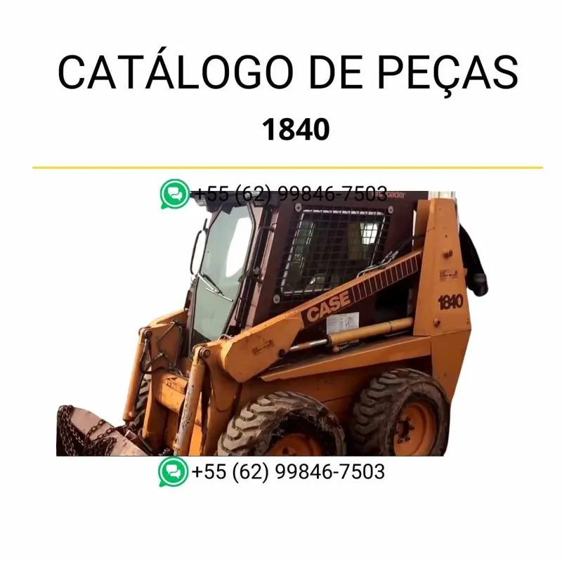 Catálogo de peças CASE 1840 em PDF com vistas explodidas e identificação detalhada dos componentes da minicarregadora