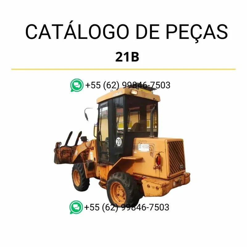 Catálogo de peças CASE 21B em PDF, com vistas explodidas e identificação completa dos componentes da carregadeira de rodas 1967–1976.