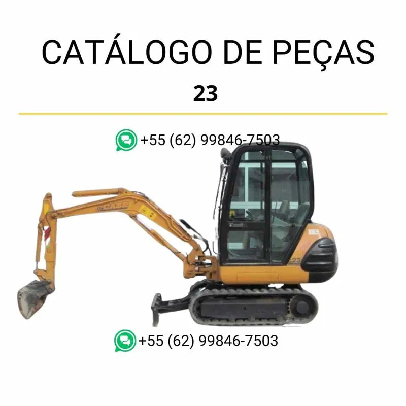 Catálogo de peças CASE 23 em PDF, com vistas explodidas e lista completa de componentes da mini-escavadeira.