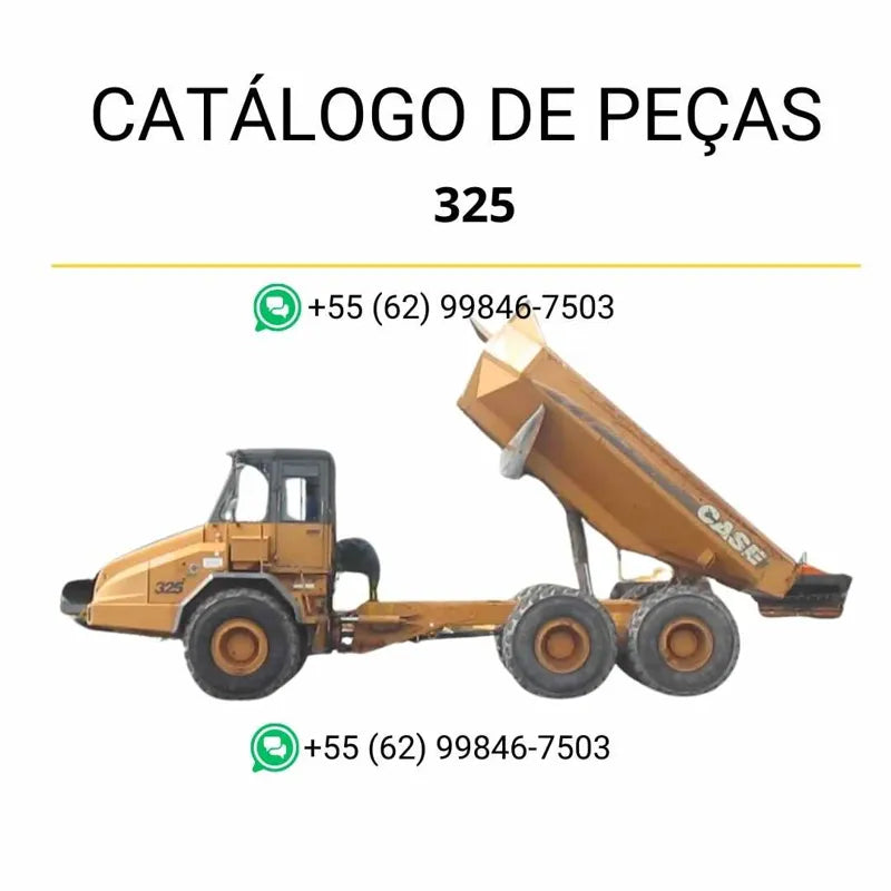 Catálogo de peças CASE 325 em PDF, com vistas explodidas e identificação completa dos componentes do caminhão articulado