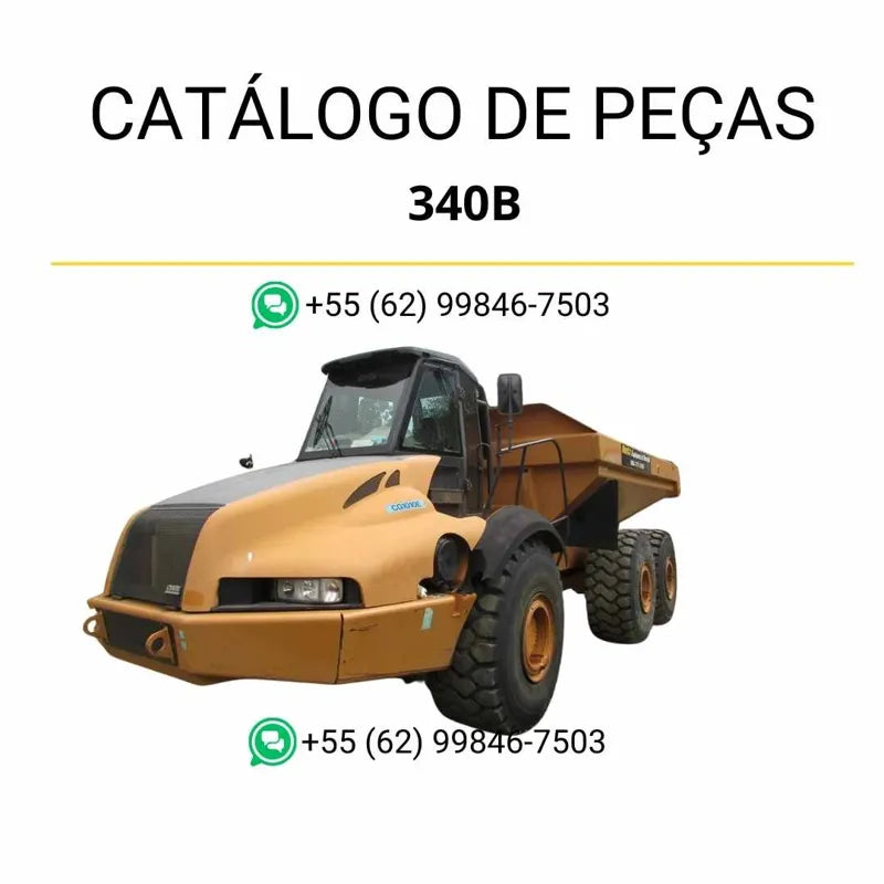 Catálogo de peças CASE 340B TIER 3 em PDF, trazendo ilustrações técnicas e lista completa de componentes do caminhão articulado
