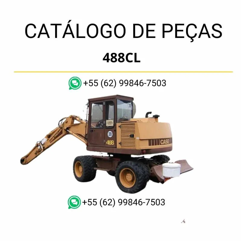 Catálogo de peças Case 488CL em PDF, com diagramas detalhados e identificação completa dos componentes originais da escavadeira de esteiras.