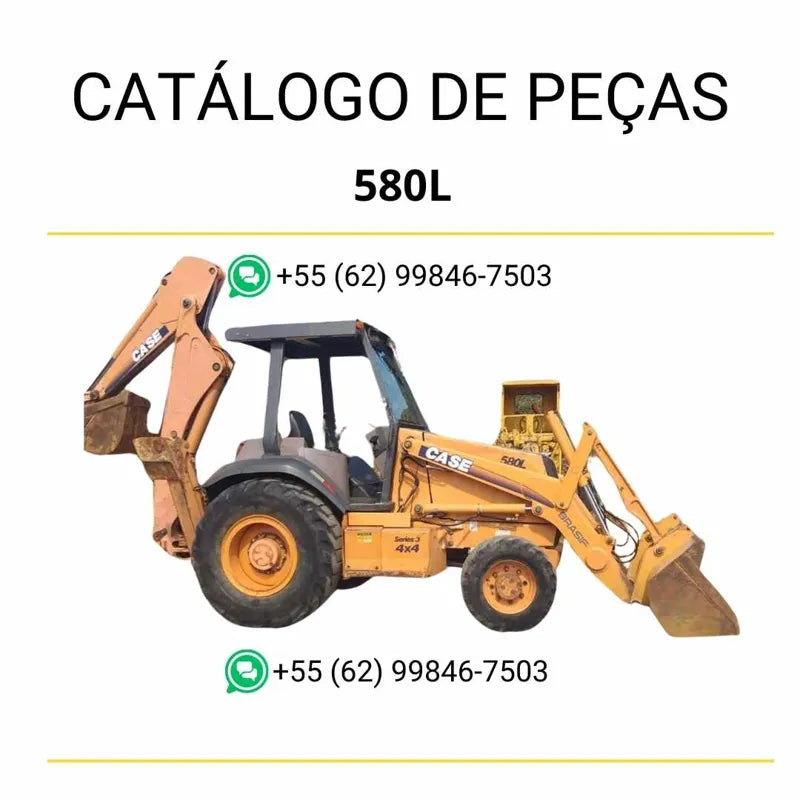 Catálogo de peças da retroescavadeira Case 580L e Super L Série 3 em PDF, com diagramas técnicos detalhados e lista completa de componentes originais.