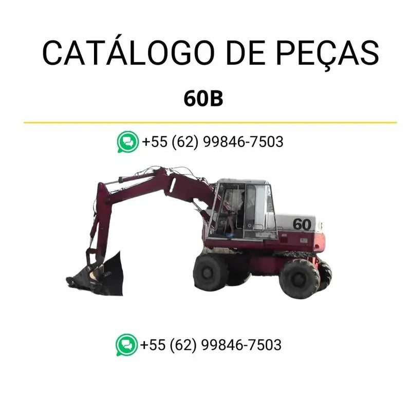Catálogo de peças Case 60B Escavadeira Poclain em PDF com ilustrações detalhadas e lista completa de componentes originais produzidos entre 1979 e 1985.