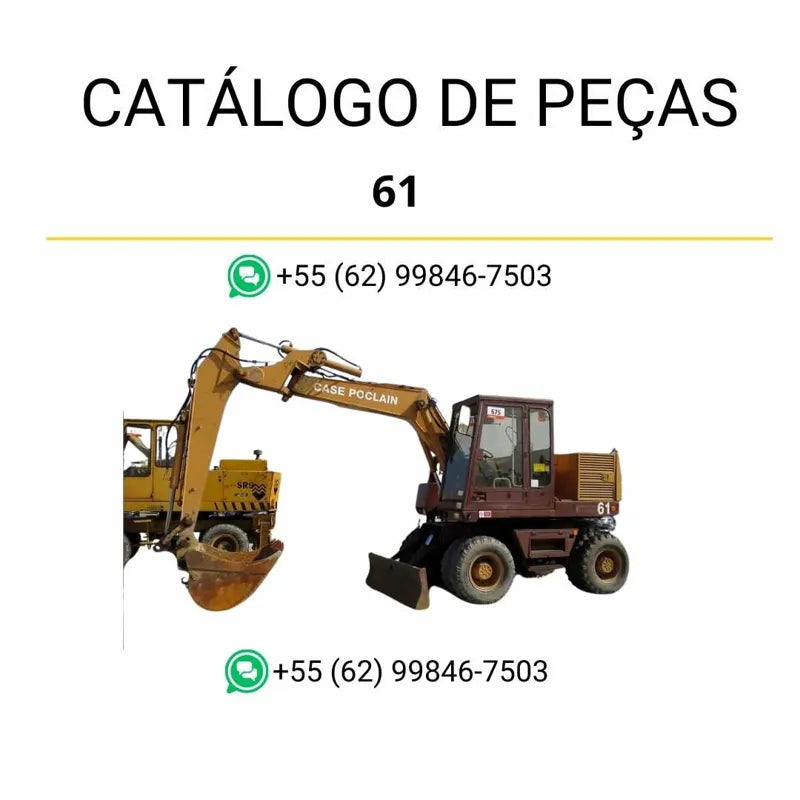 Catálogo de peças Case 61 Escavadeira em PDF com ilustrações técnicas detalhadas e lista completa de componentes originais das séries 85 a 88.