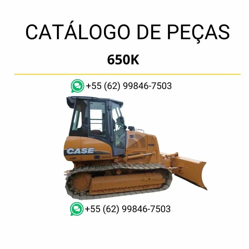 Catálogo de peças CASE 650K Série 2 em PDF com vistas técnicas e identificação completa dos componentes do trator de esteira