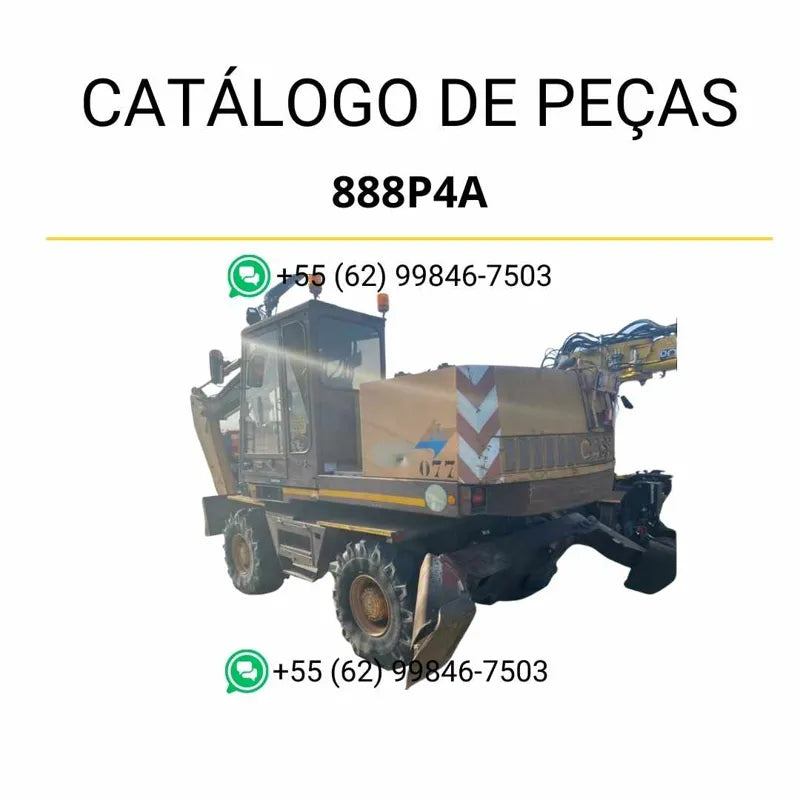 Catálogo de peças Case 888P4A Escavadeira em PDF com ilustrações técnicas detalhadas e lista completa de componentes originais produzidos entre 1990 e 1993.