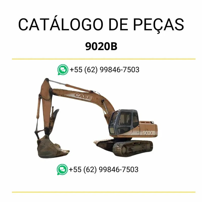 Catálogo de peças da escavadeira Case 9020B em PDF, com diagramas técnicos completos, ilustrações detalhadas e lista de componentes originais.
