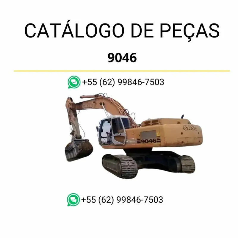 Catálogo de peças Case 9046 em PDF com ilustrações detalhadas e códigos originais dos componentes da escavadeira de esteiras.