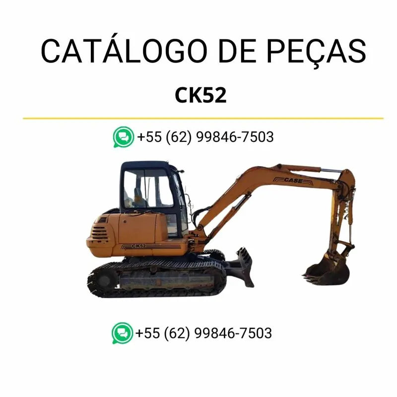 Catálogo de peças Case CK52 em PDF, com diagramas técnicos e identificação completa de componentes originais da escavadeira de esteiras.