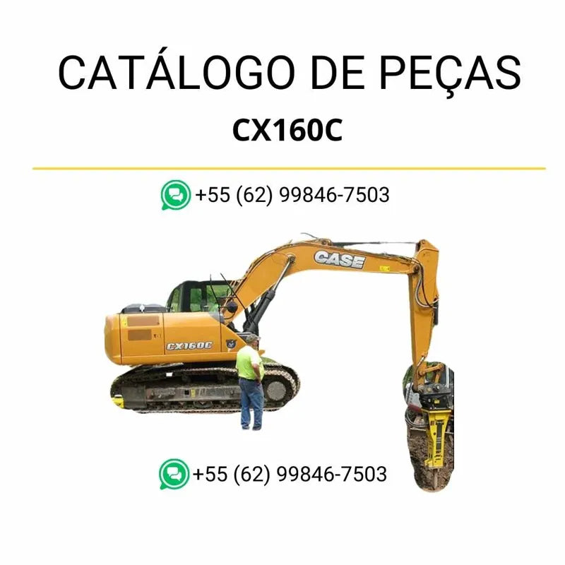 Catálogo de peças Case CX160C TIER 4 em PDF, com ilustrações técnicas detalhadas e identificação completa dos componentes originais da escavadeira.