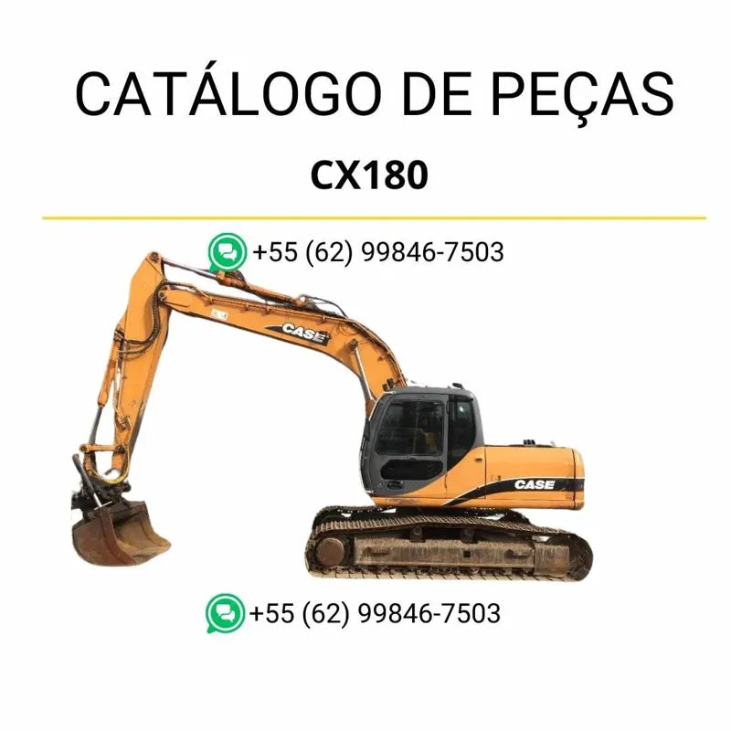 Catálogo de peças Case CX180 em PDF, com diagramas técnicos detalhados e lista completa de componentes originais da escavadeira de esteiras.