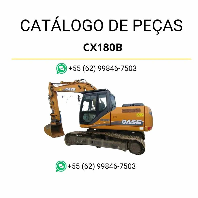 Catálogo de peças Case CX180B em PDF, com diagramas detalhados, vistas explodidas e lista completa de componentes originais Tier 3.