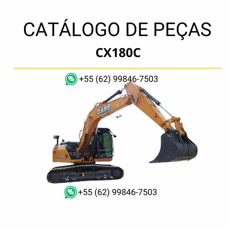 Catálogo de peças Case CX180C TIER 3 em PDF, contendo vistas explodidas, diagramas técnicos e lista detalhada de componentes originais da escavadeira.