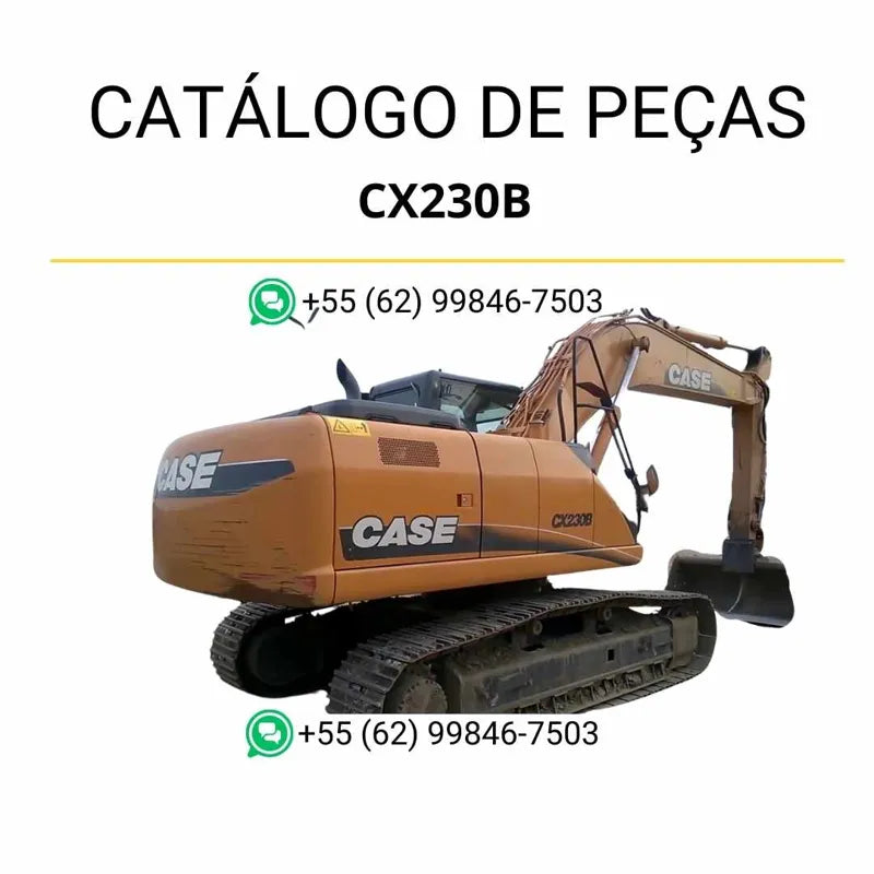 Catálogo de peças Case CX230B TIER 3 em PDF, com vistas explodidas detalhadas e lista técnica completa de componentes originais da escavadeira.