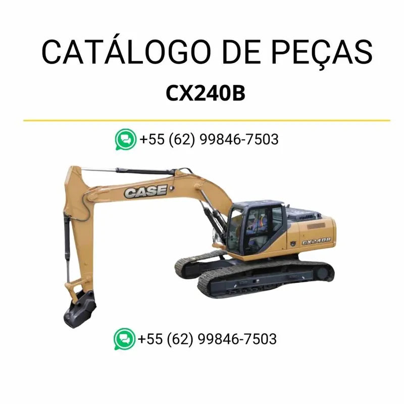 Catálogo de peças Case CX240B TIER 3 em PDF, com ilustrações técnicas, vistas explodidas e identificação completa de componentes originais.