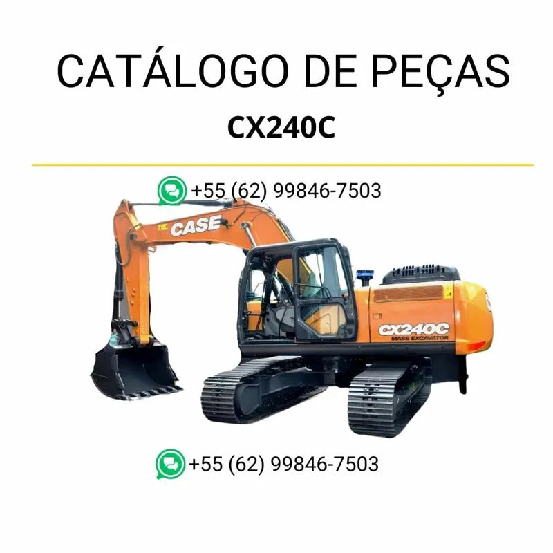 Catálogo de peças Case CX240C TIER 3 em PDF, com ilustrações técnicas detalhadas, diagramas explodidos e identificação completa de componentes originais.
