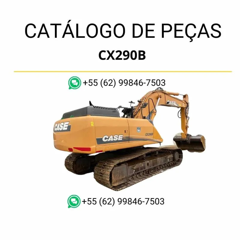 Catálogo de peças Case CX290B TIER 3 em PDF, com diagramas ilustrados, identificação precisa de componentes e vistas explodidas originais.