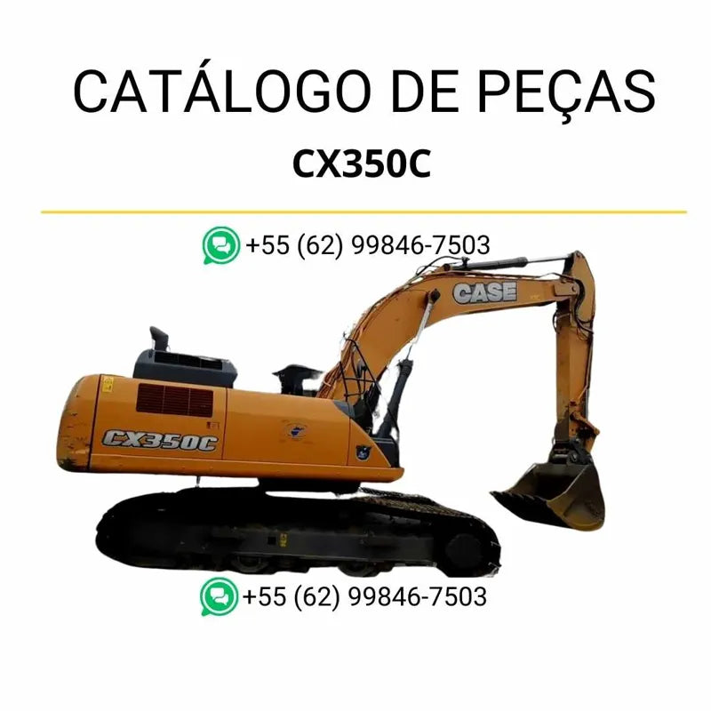 Catálogo de peças Case CX350C TIER 4 em PDF, com ilustrações técnicas detalhadas, vistas explodidas e lista completa de componentes originais da escavadeira.