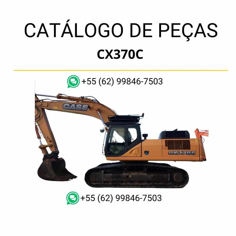 Catálogo de peças Case CX370C TIER 4 em PDF, com diagramas técnicos detalhados, ilustrações de montagem e lista completa de componentes originais da escavadeira.