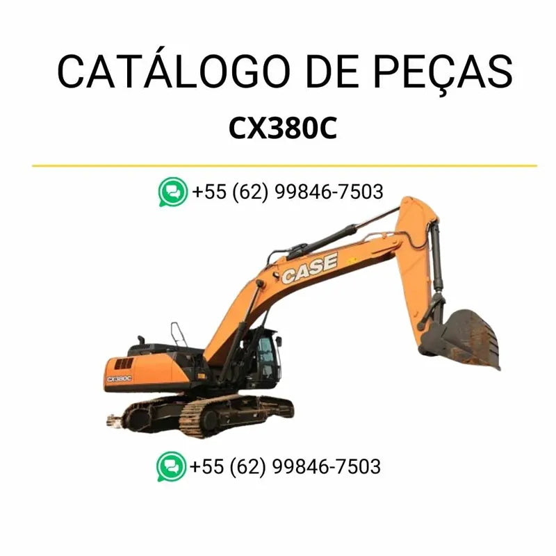 Catálogo de peças Case CX380C TIER 3 em PDF, com diagramas OEM completos, ilustrações detalhadas e lista de componentes originais da escavadeira.