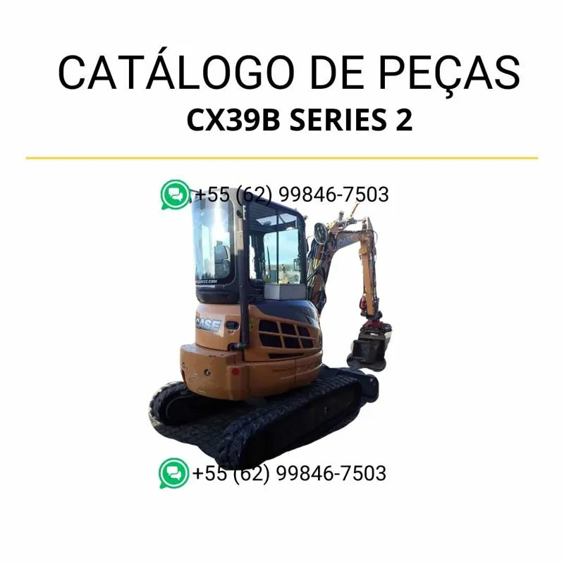 Catálogo de peças CASE CX39B Series 2 em PDF, com ilustrações técnicas e identificação completa dos componentes da mini-escavadeira.