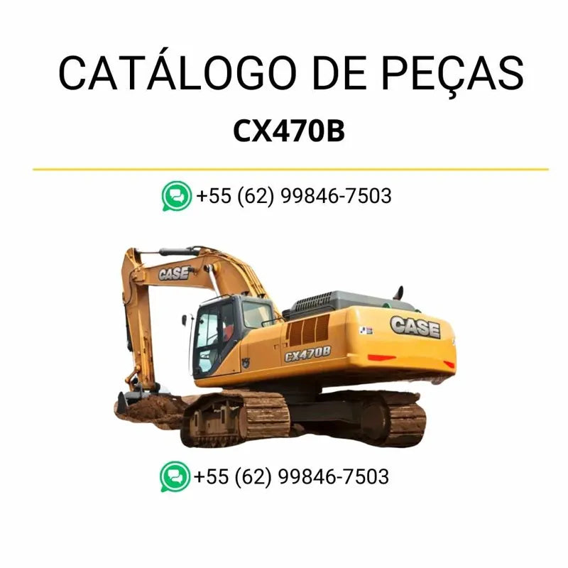 Catálogo de peças Case CX470B TIER III em PDF, com diagramas detalhados, ilustrações técnicas e identificação completa de componentes originais da escavadeira.