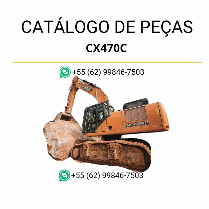 Catálogo de peças Case CX470C TIER 4 em PDF, com diagramas ilustrados, vistas explodidas e lista detalhada de componentes originais da escavadeira.