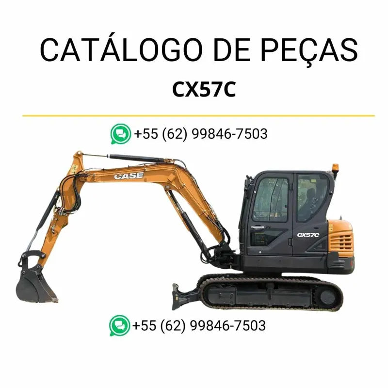 Catálogo de peças CASE CX57C em PDF, com diagramas técnicos e identificação completa dos componentes da mini-escavadeira TIER 4.